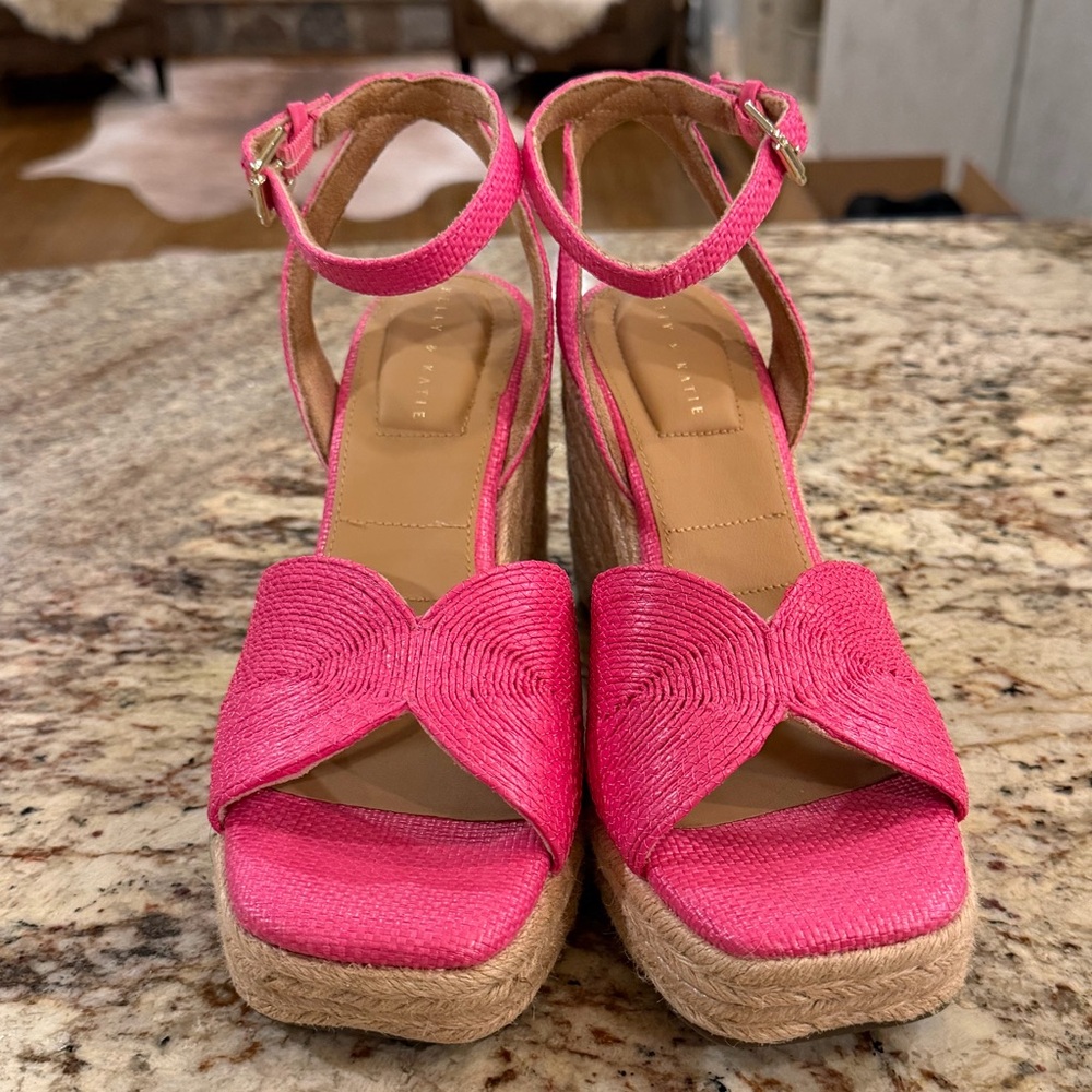 Hot Pink platform wedge Sandals - Picture 2 of 6